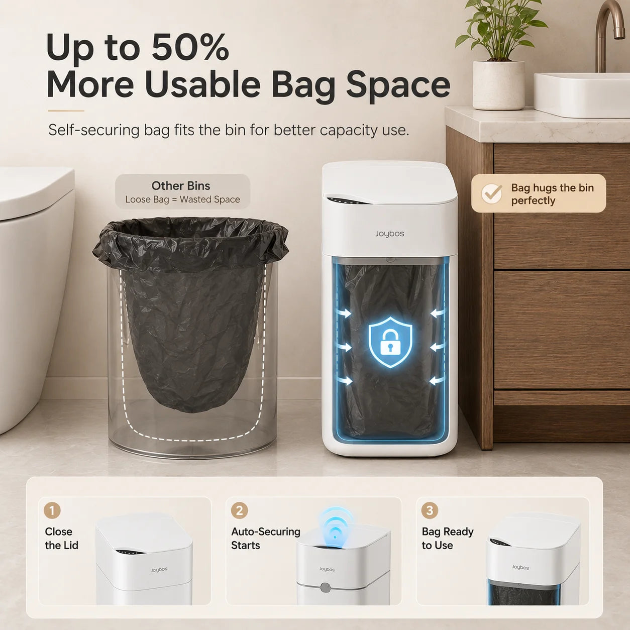 Joybos Touchless Trash Can With Motion Sensor