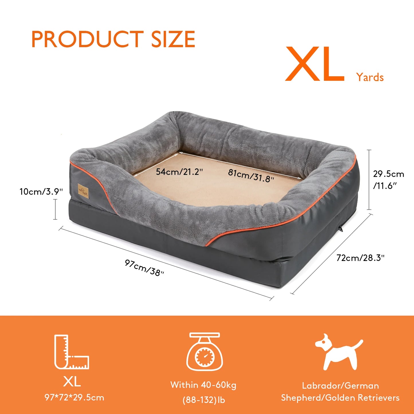 BINGOPAW Orthopedic Memory Foam Dog Bed Bolstered Sofa