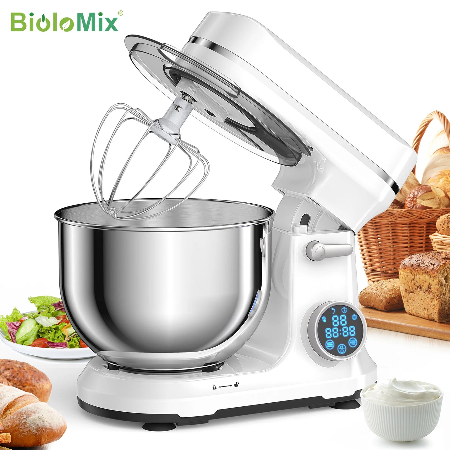 Biolomix Kitchen Stand Mixer OLED Screen With Accessories