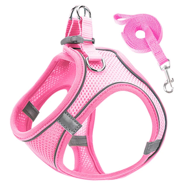 Reflective Cat Harness And Leash Set Adjustable