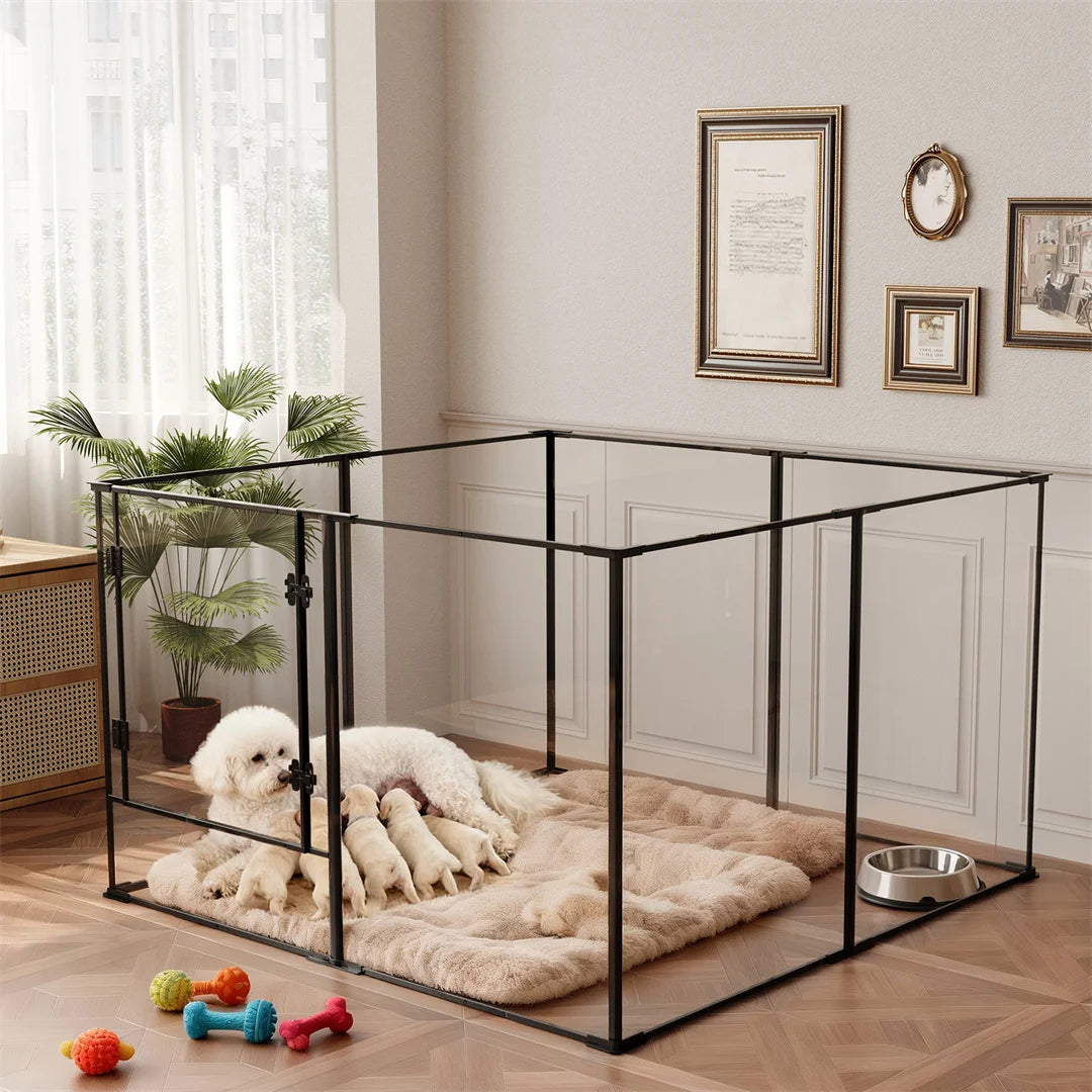 BINGOPAW 8 Panel Acrylic Dog Playpen For Indoor Use