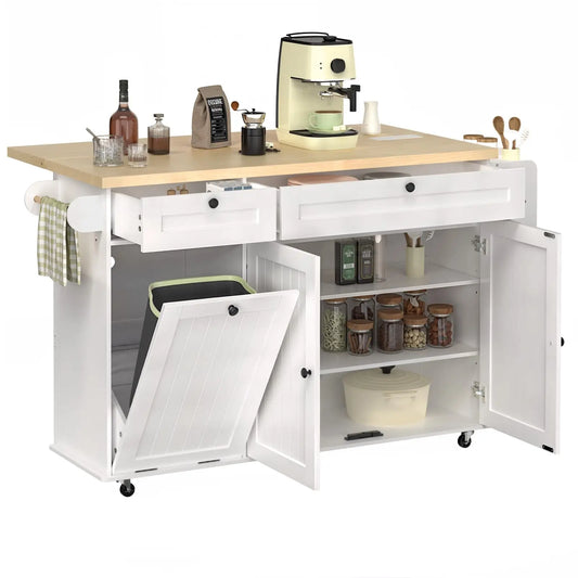 ONBRILL Mobile Kitchen Island With Power Outlet