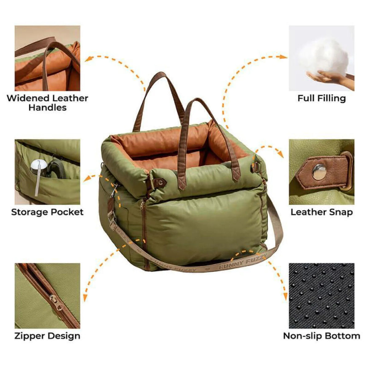 Portable Waterproof Pet Car Seat With Harness For Dogs Cats