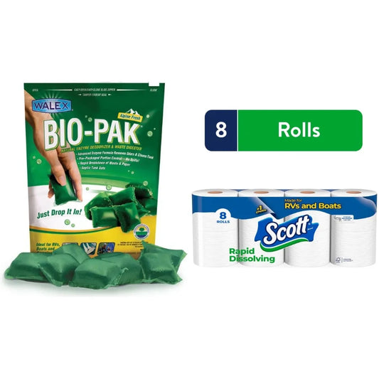 Rapid-Dissolving Toilet Paper and Bio-Pak Deodorizer Drops