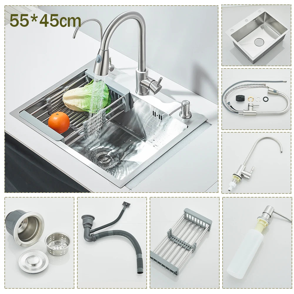 Stainless Steel Kitchen Sink With Integrated Faucet