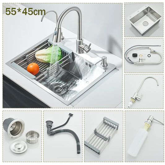 Stainless Steel Kitchen Sink With Integrated Faucet