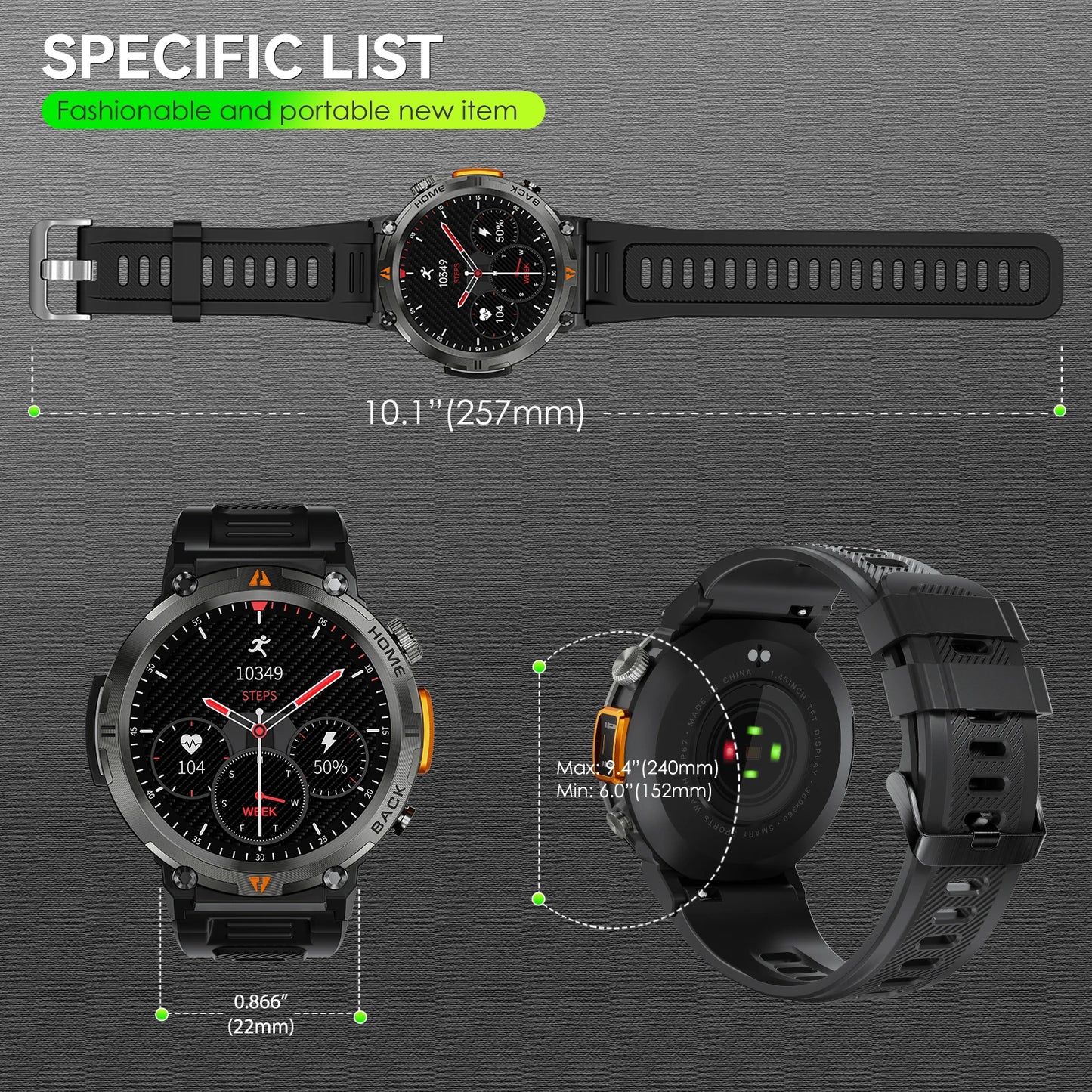 EIGIIS KE3 Bluetooth Call Smartwatch Heart Rate Monitor