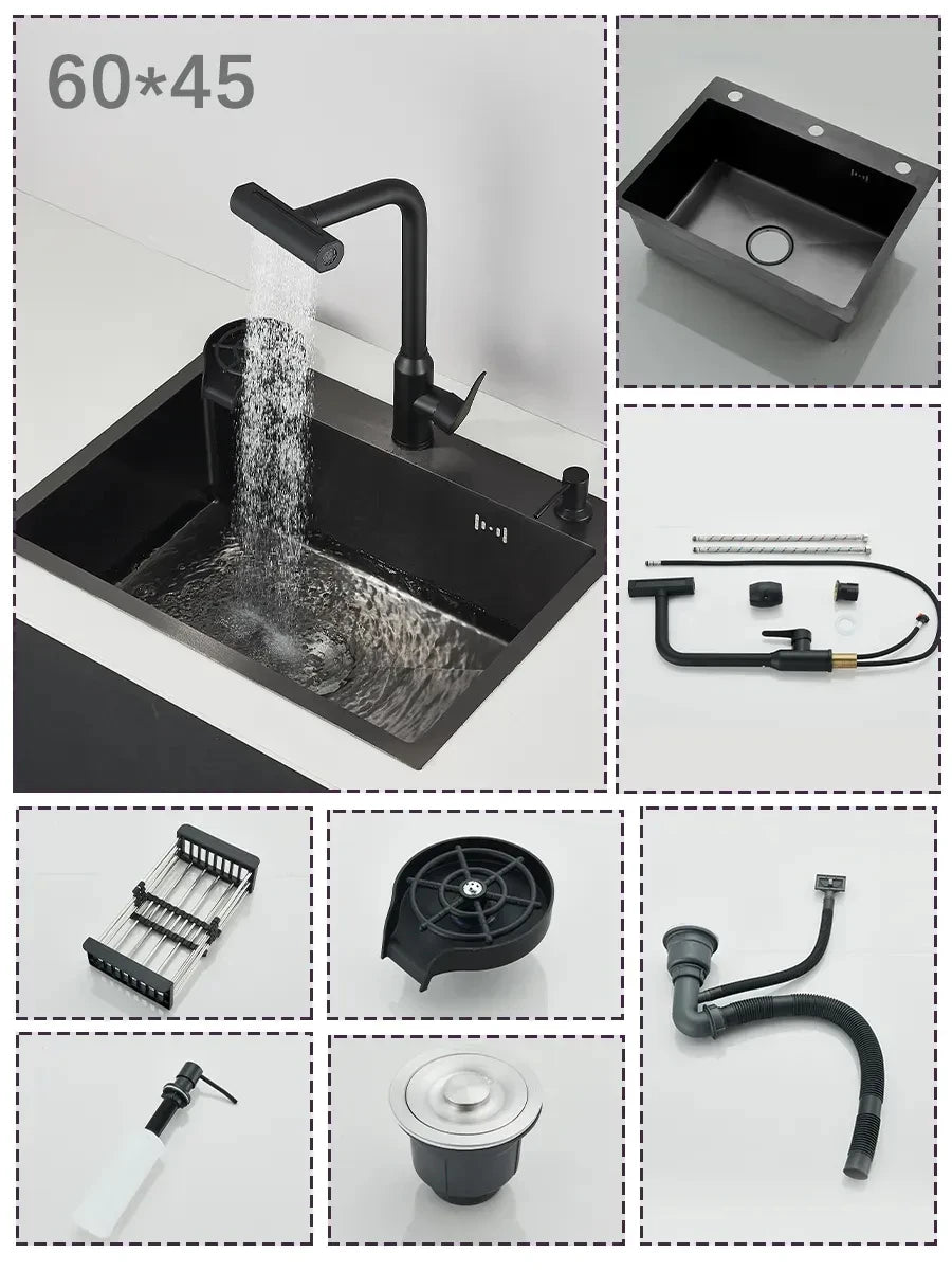 Stainless Steel Kitchen Sink With Integrated Faucet