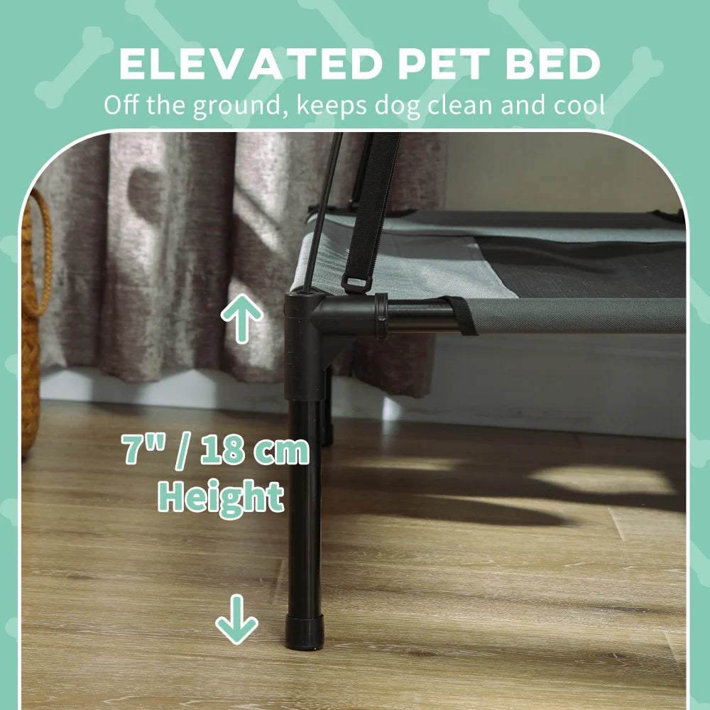 PawHut Elevated Portable Dog Cot Bed With UV Canopy