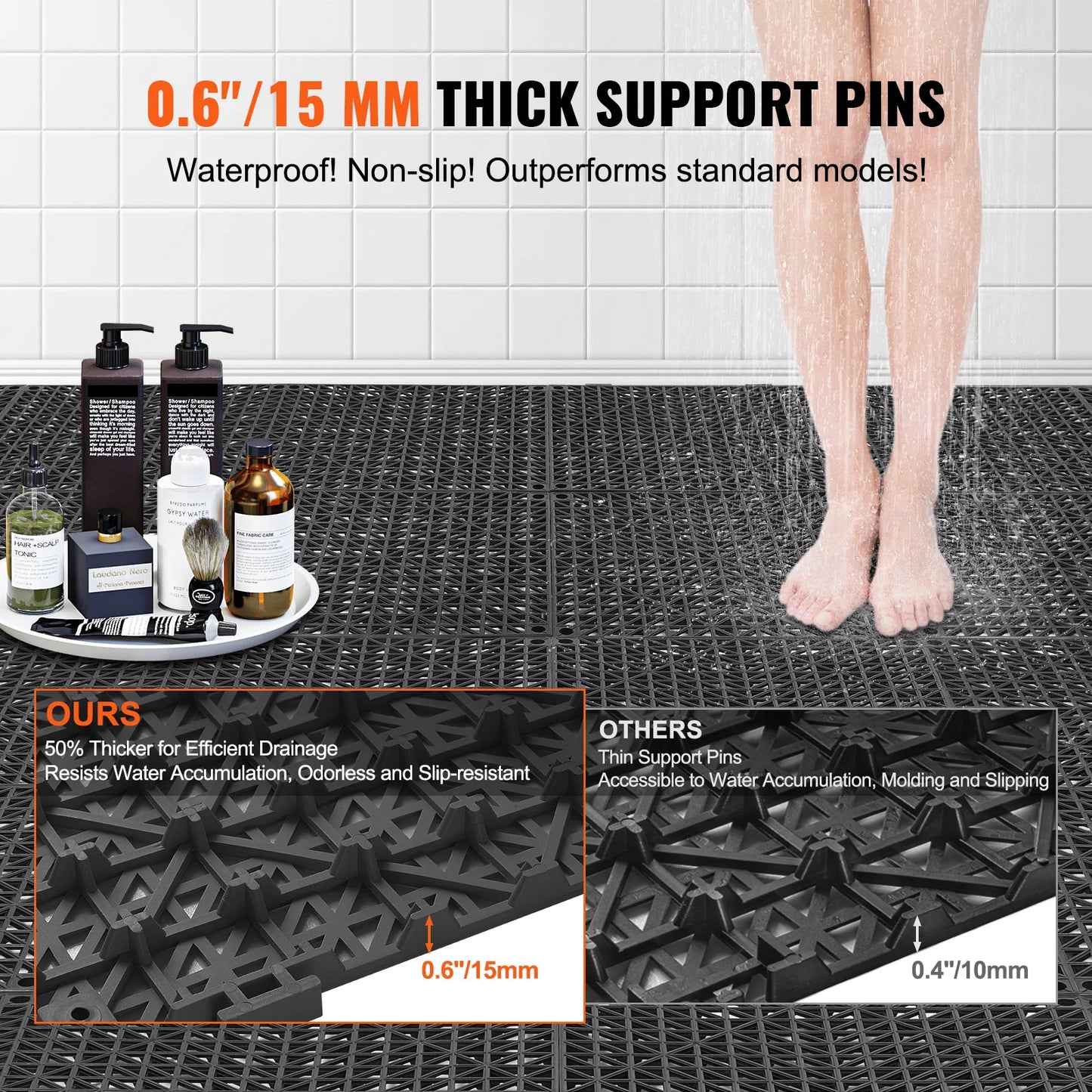 SucceBuy Interlocking PVC Drainage Floor Tiles Non Slip