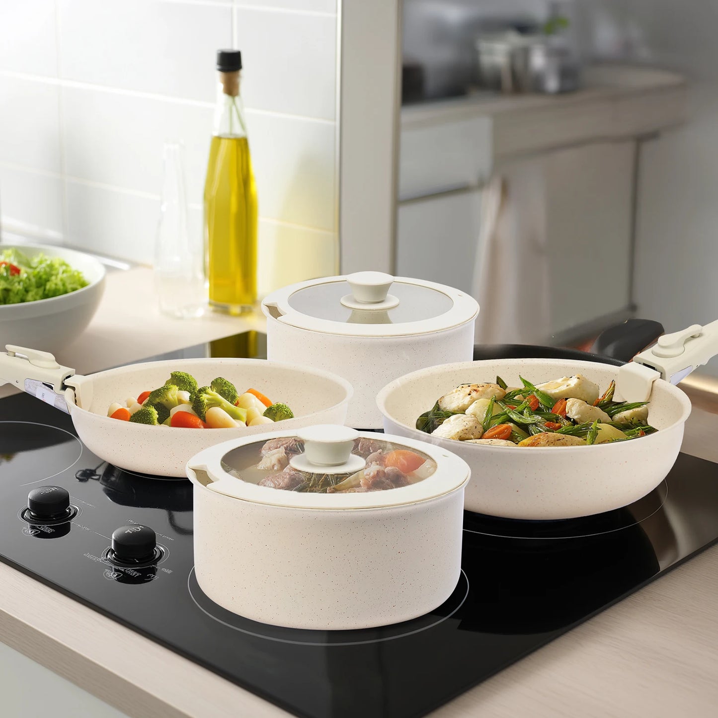 JHK 12 Piece Nonstick Pots and Pans Set Granite Coating