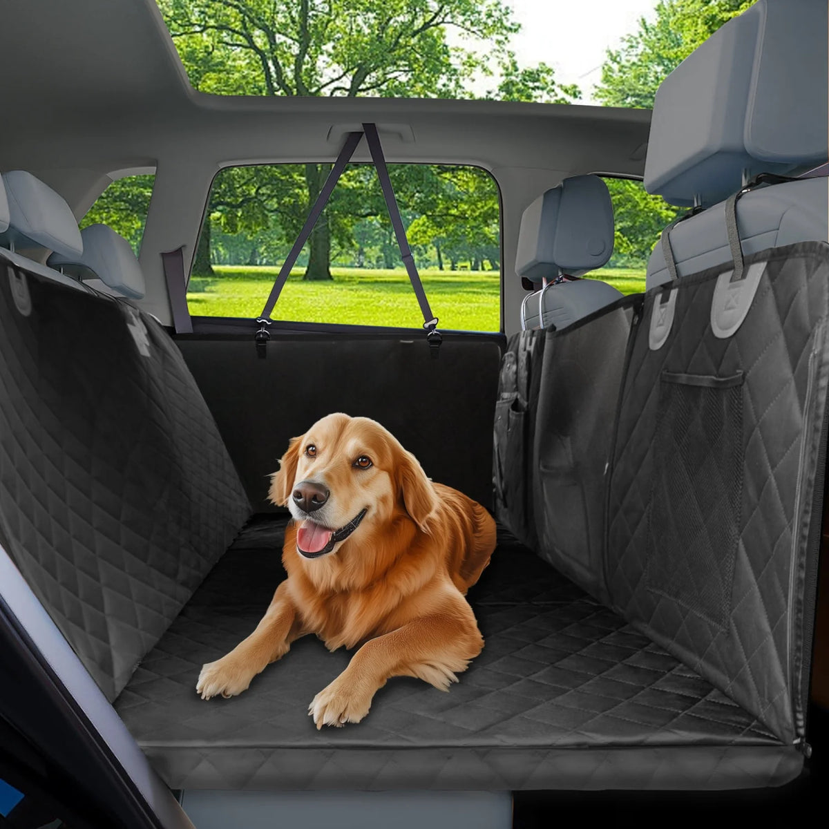 Bingopaw Hard Bottom Dog Car Seat Cover With Pockets