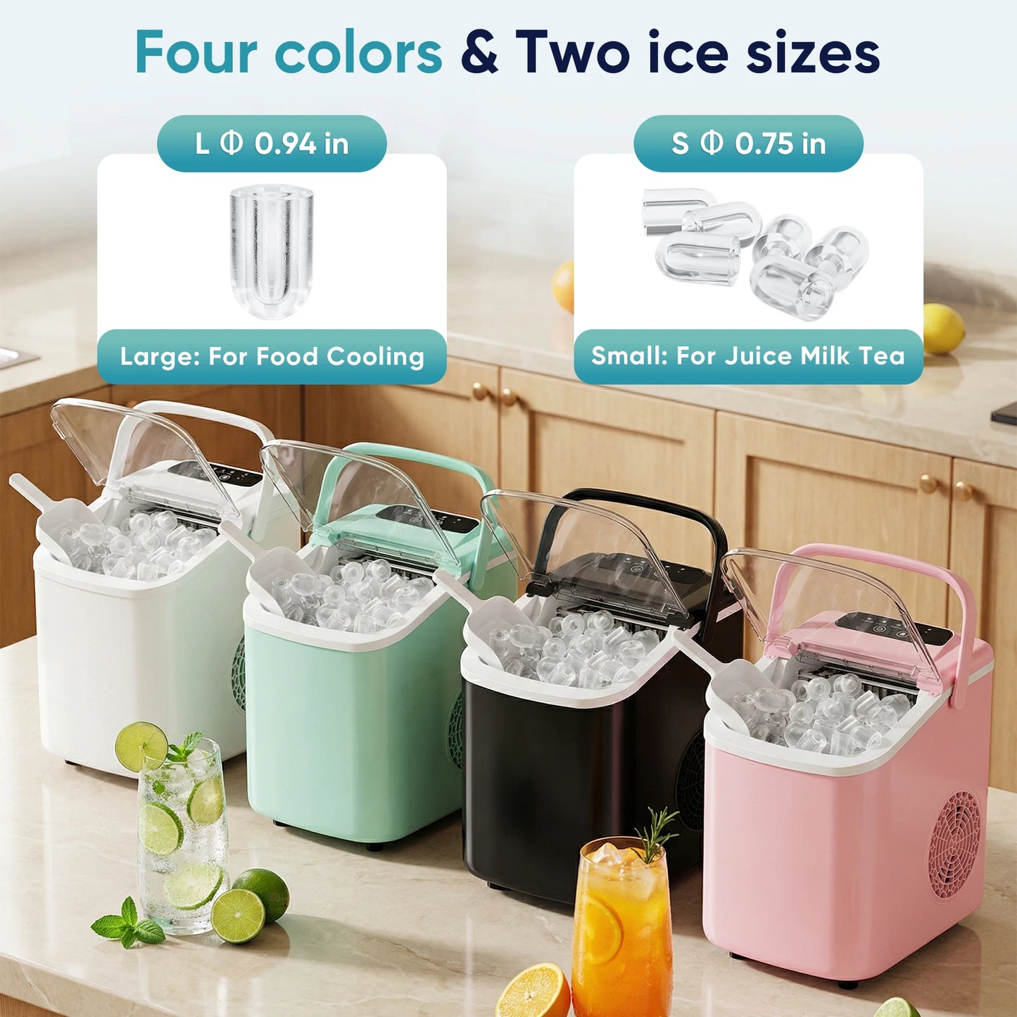 Portable Countertop Ice Maker With Scoop For Home Kitchen