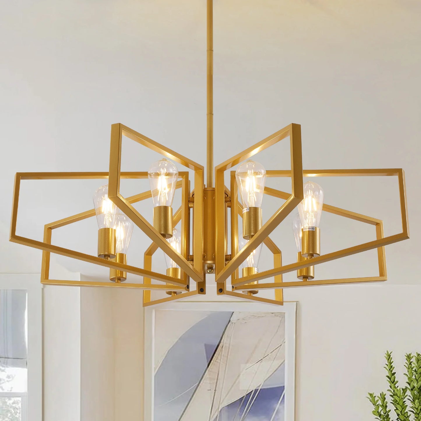 Geometric 8 Light Chandelier With Adjustable Height