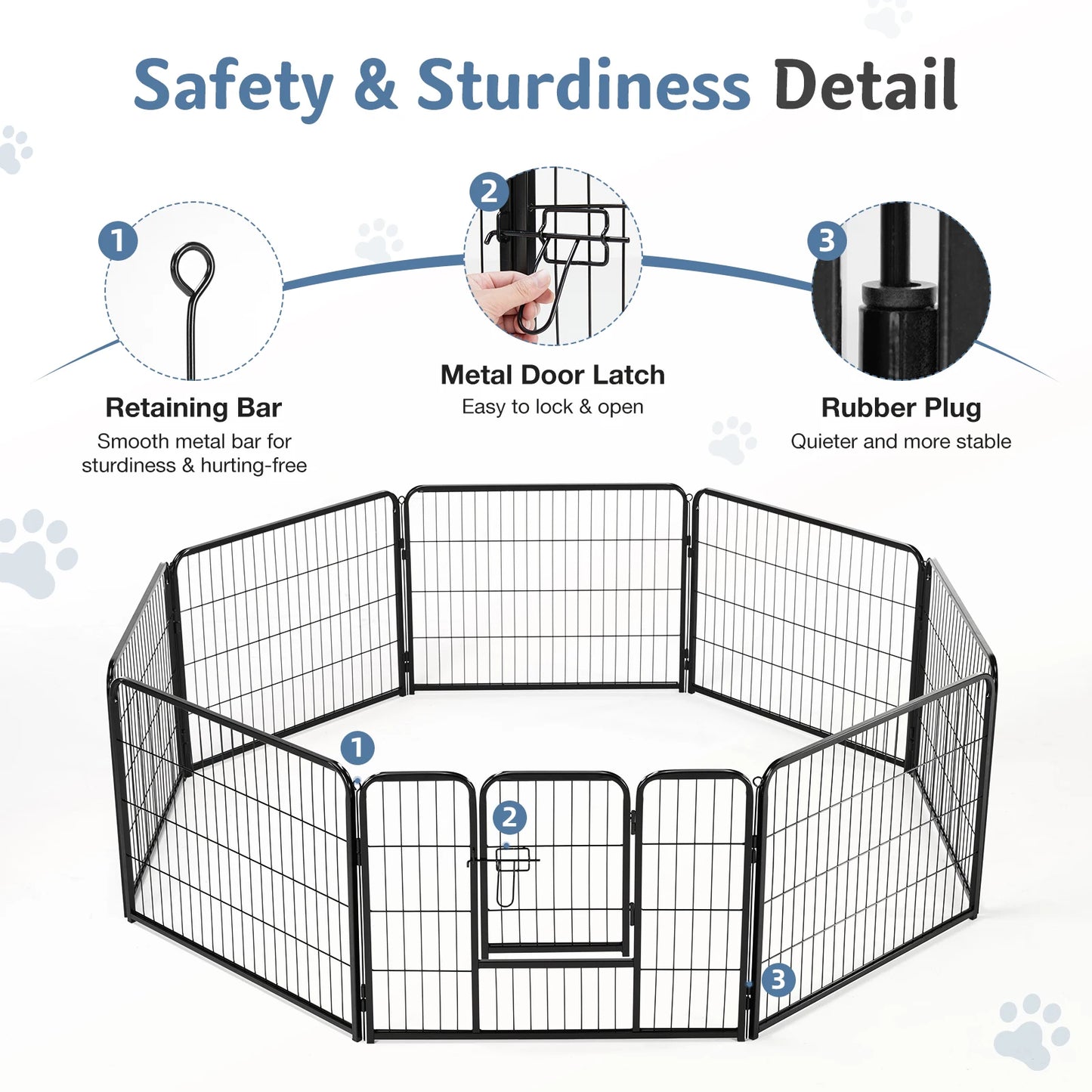 JHK Foldable Metal Dog Playpen For Outdoor Use