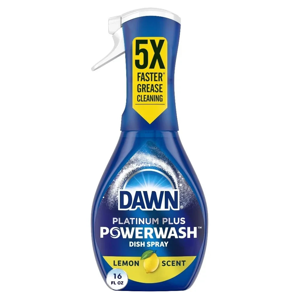 Lemon Scent Dishwashing Liquid Soap Starter Kit Concentrated Formula for Effective Cleaning Powerwash Spray Platinum 16 Fl Oz Dishwasher Detergent for Kitchen Home Use