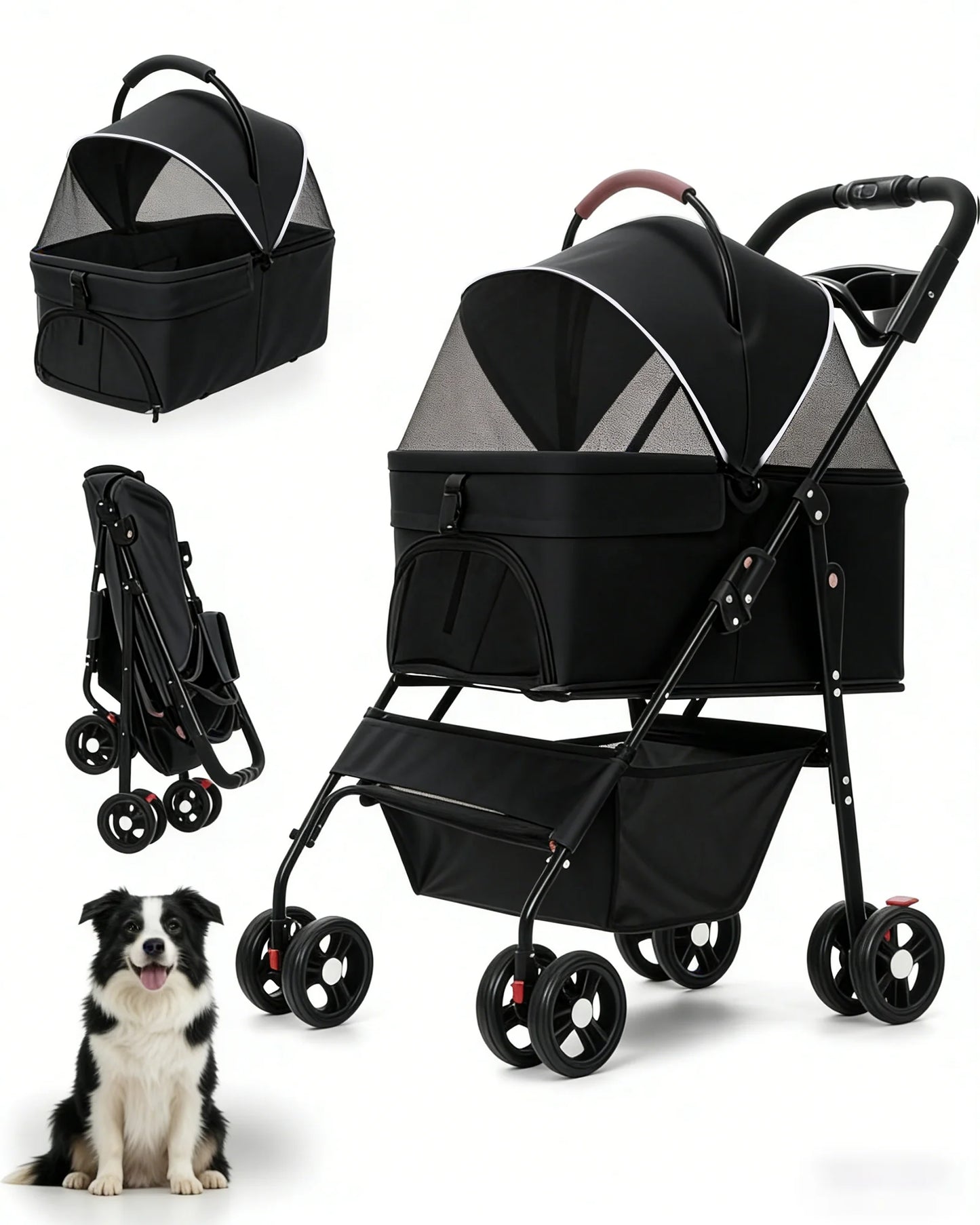 Cabusatly 2in1 Pet Stroller With Removable Carrier