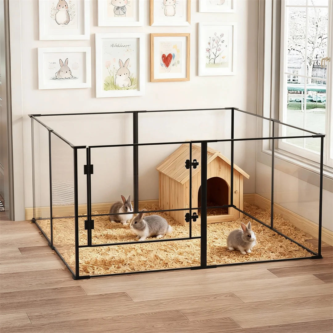 BINGOPAW 8 Panel Acrylic Dog Playpen For Indoor Use