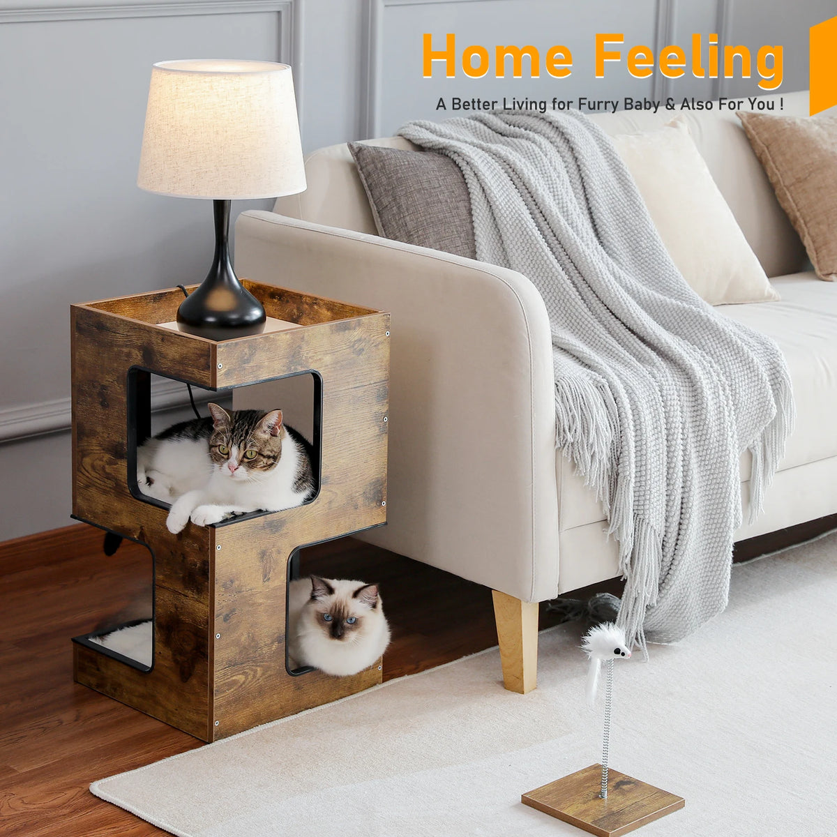Pawz Road Wooden Cat Condo With Scratching Pad