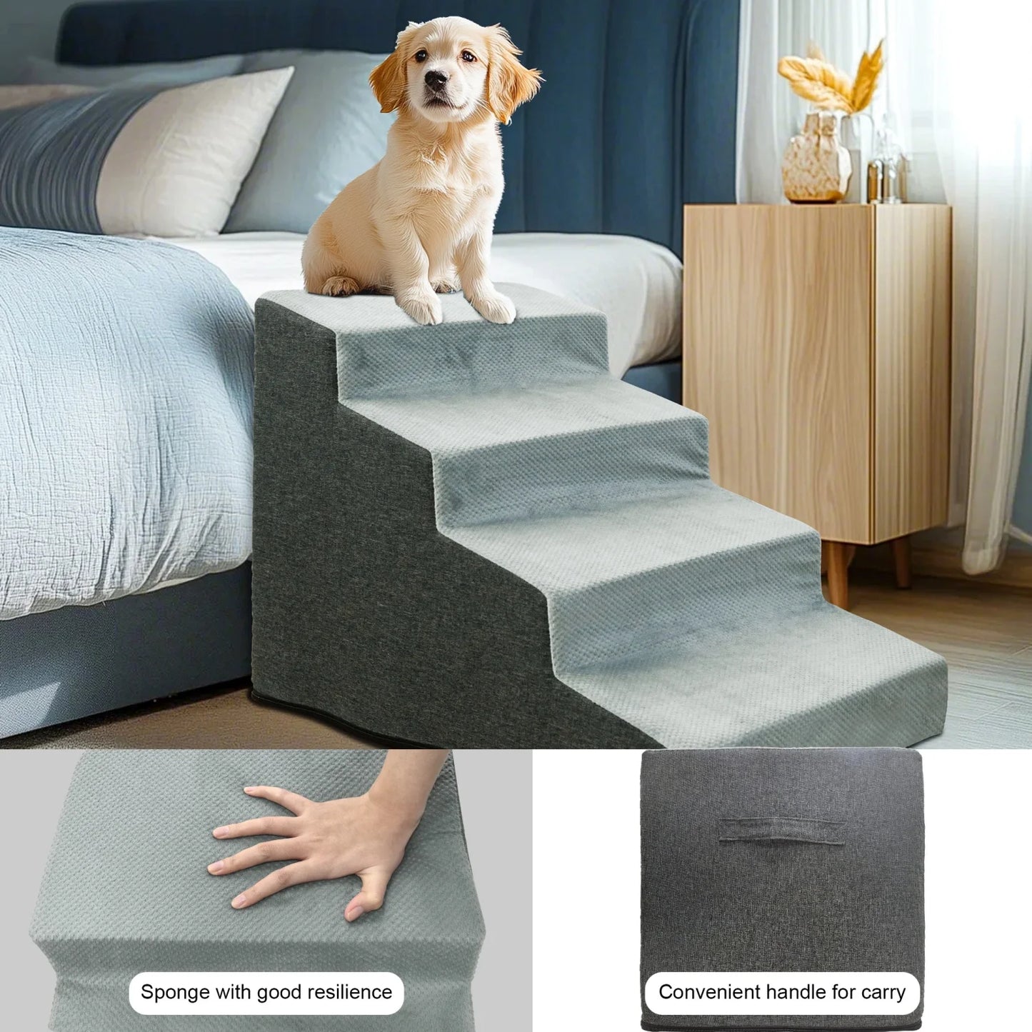 Dog Stairs Ramp With Washable Cover For Small Dogs