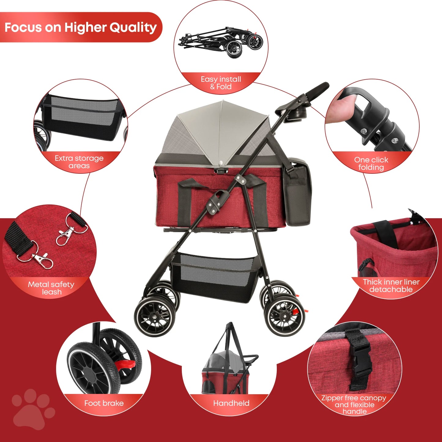 Chihuahua Lightweight Foldable Pet Stroller
