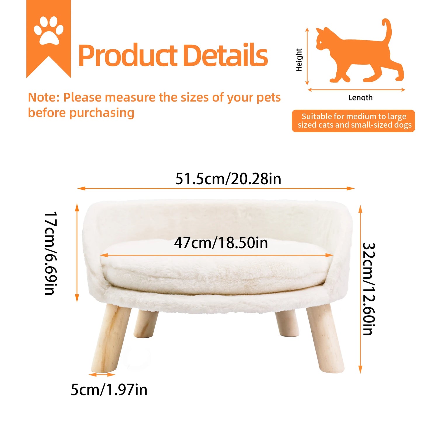 BORWART Elevated Pet Bed Sofa For Dogs And Cats