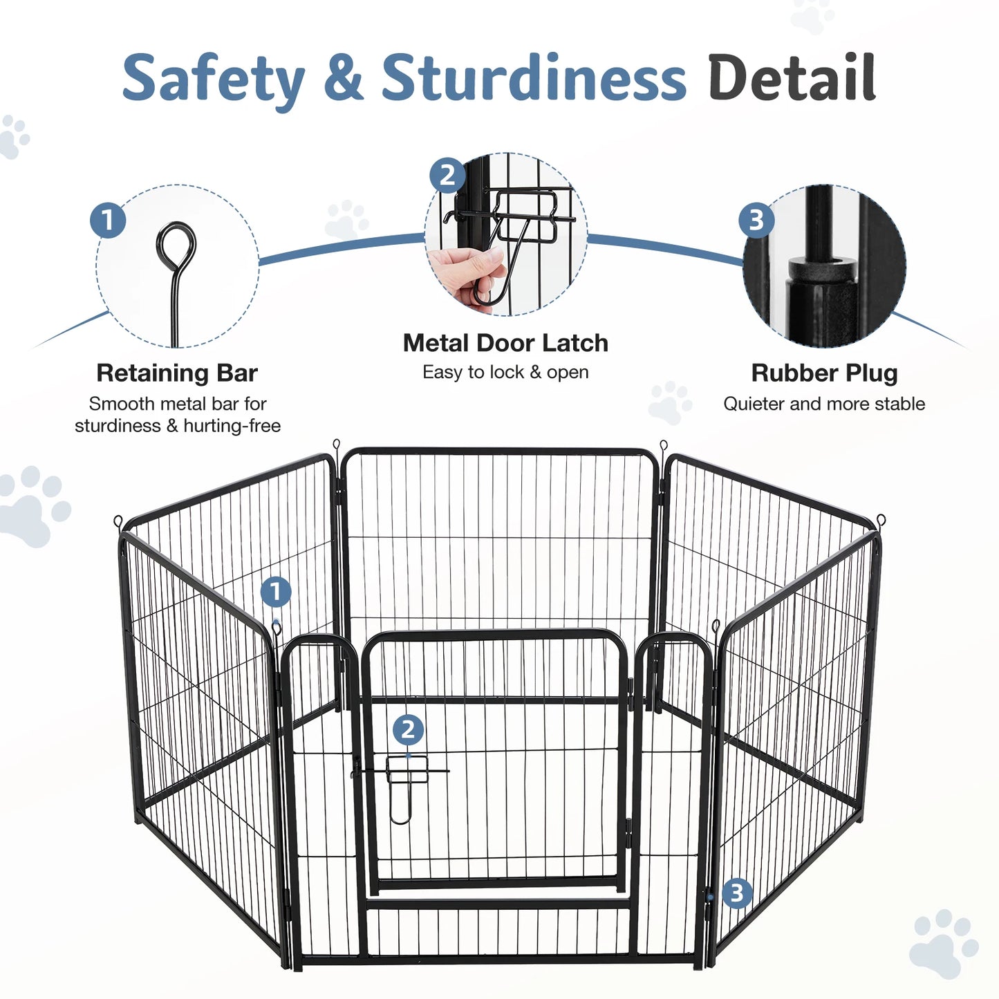 JHK Foldable Metal Dog Playpen 6 Panels