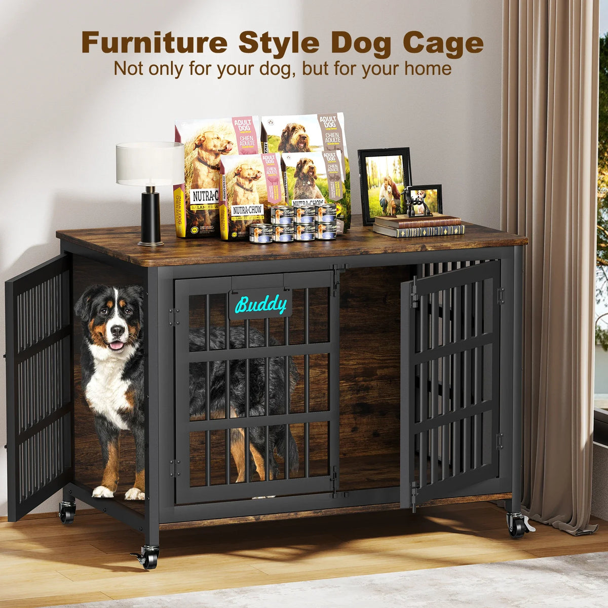 Heavy Duty Dog Crate Furniture With Casters And Wheels