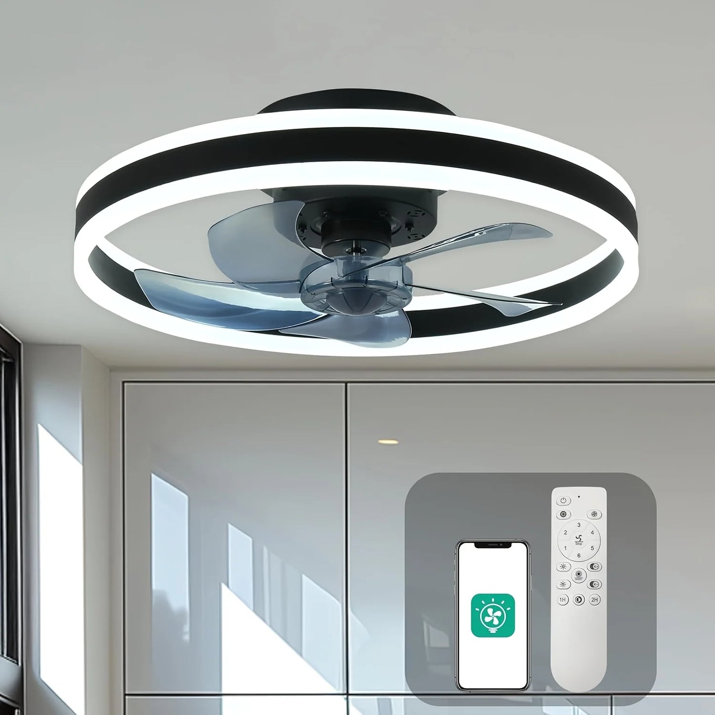 Orison LED Flush Mount Ceiling Fan With Remote