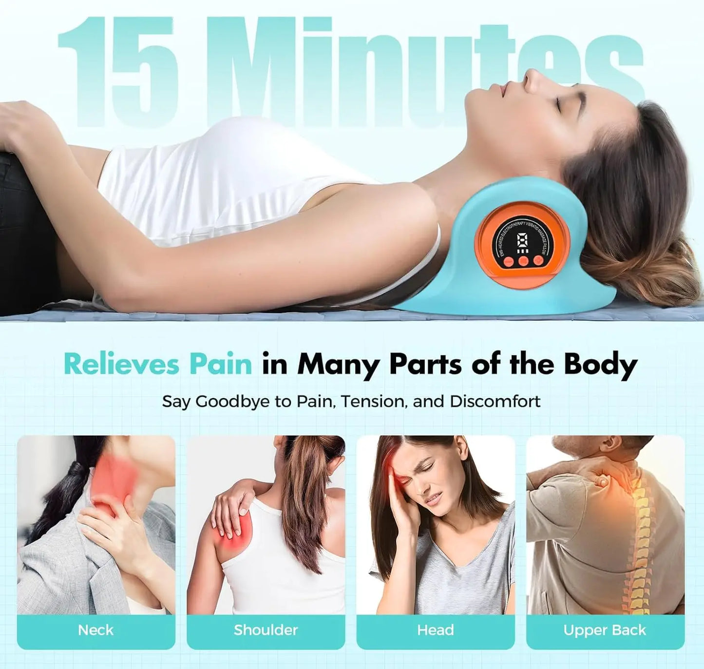 Rechargeable Portable Neck Massager 3In1 Shiatsu Heat