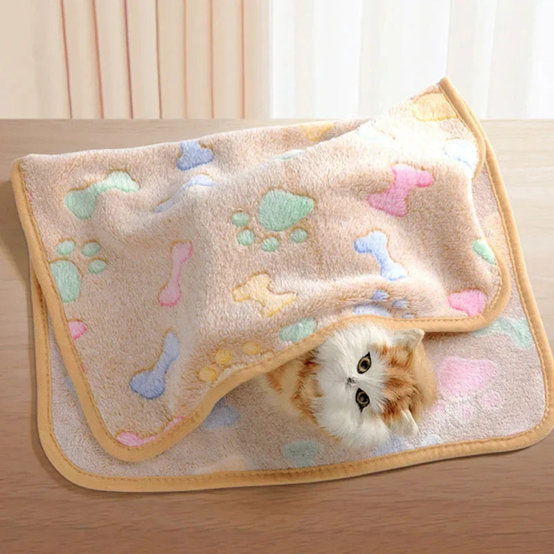 Velvet Pet Blanket Fleece Paw Pattern