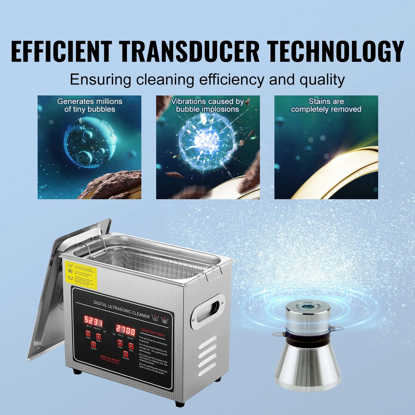 SucceBuy Ultrasonic Cleaner Stainless Steel Portable Heated