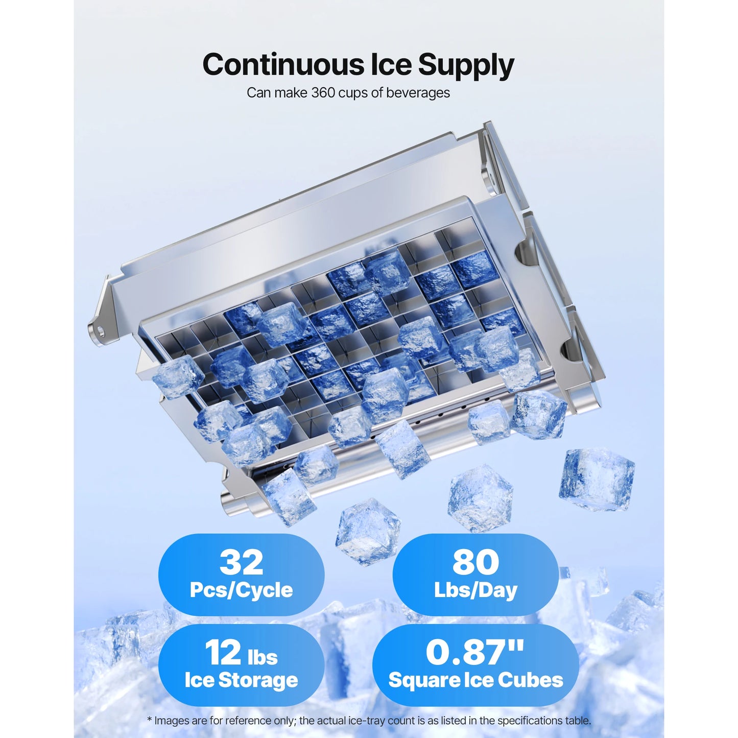 SucceBuy Commercial Ice Maker 80 Lbs Daily With Self
