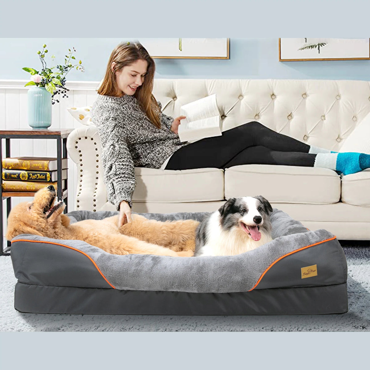 Bingopaw Fleece Dog Bed With Washable Waterproof Cover