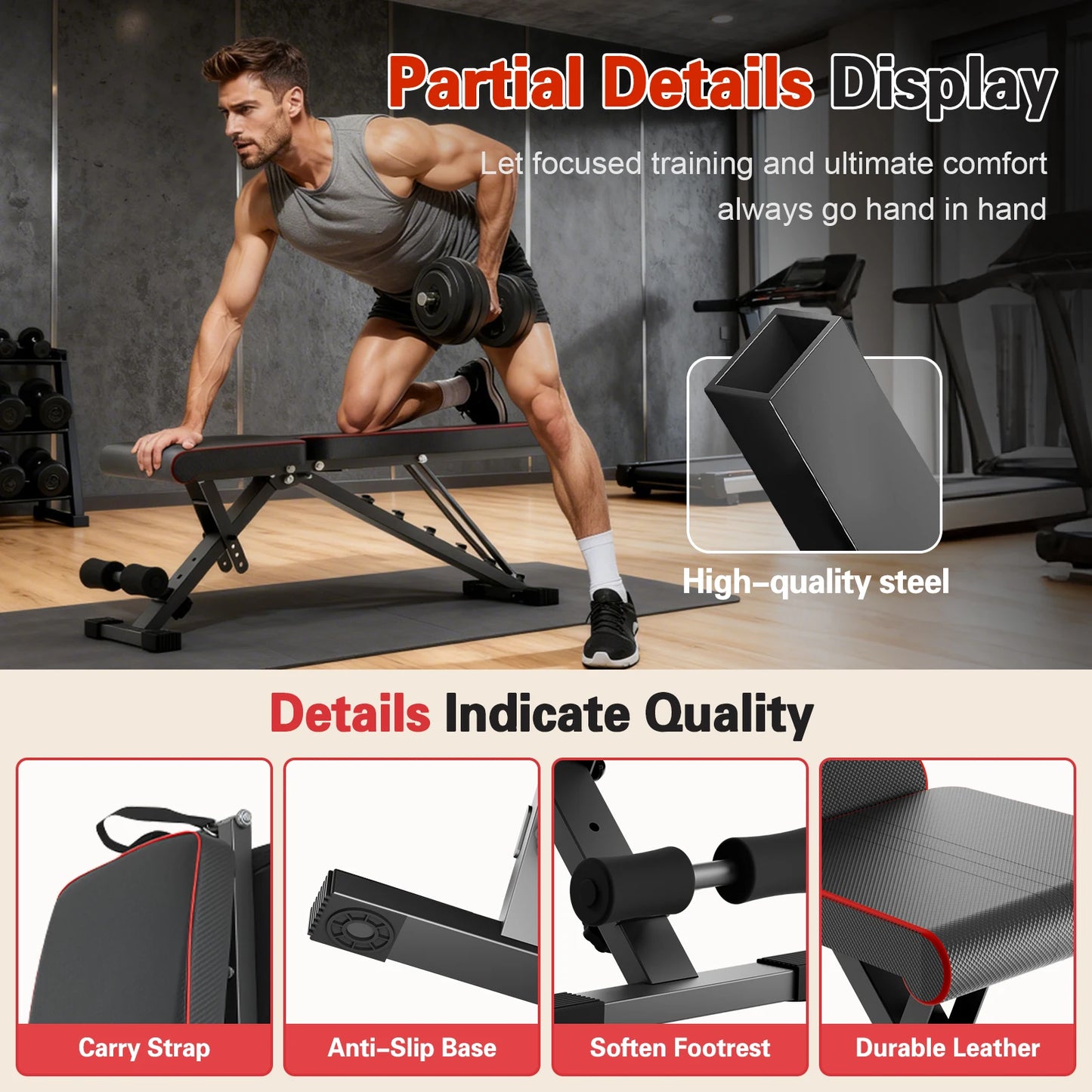 Multifunctional Adjustable Dumbbell Bench 660LBS Capacity