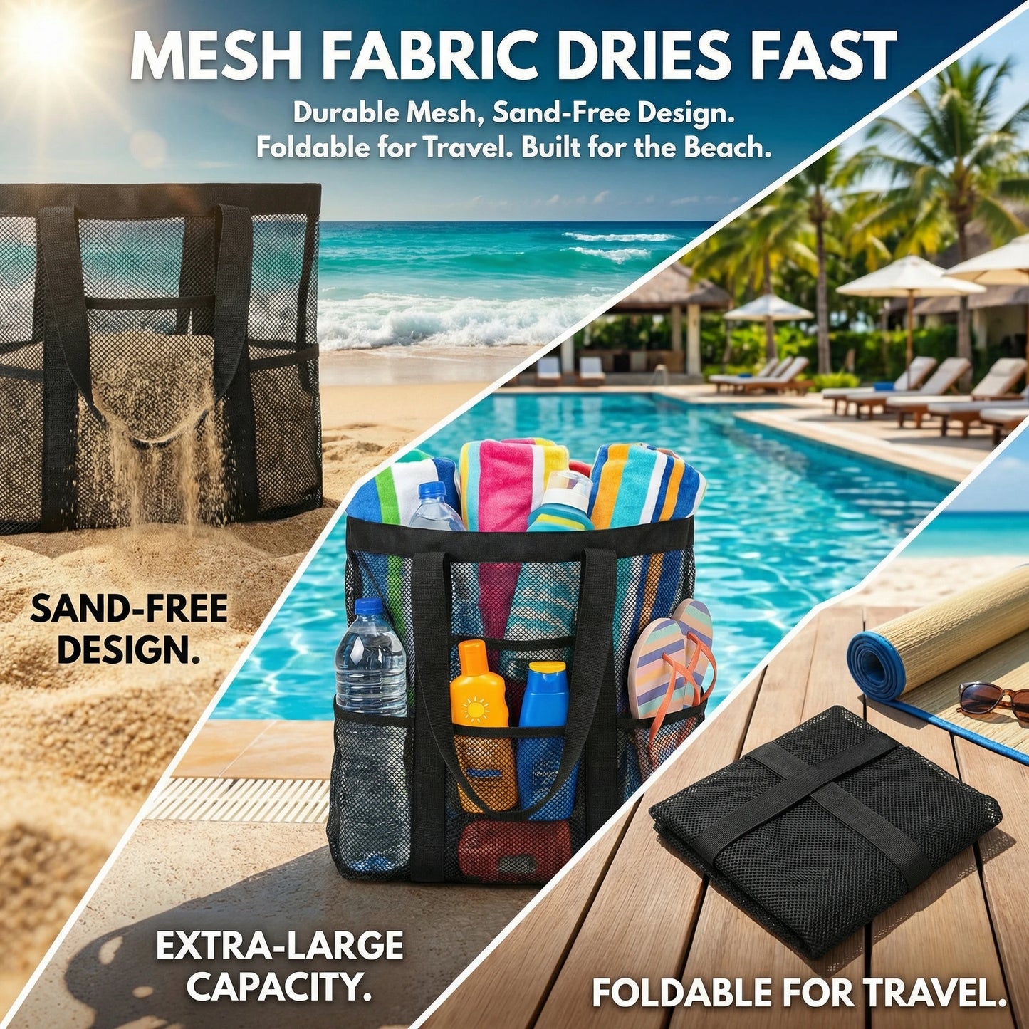 Large Capacity Beach Toy Storage Bag For Travel