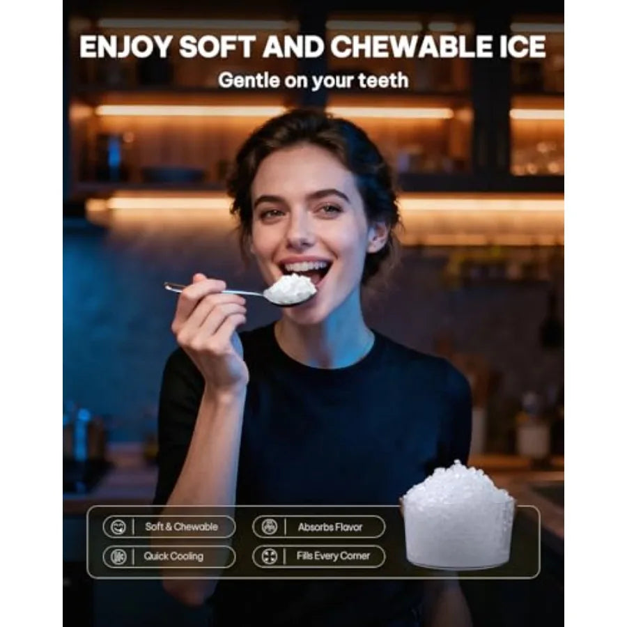 Nugget Ice Maker Countertop 24h Crushed Pebble Ice Machine