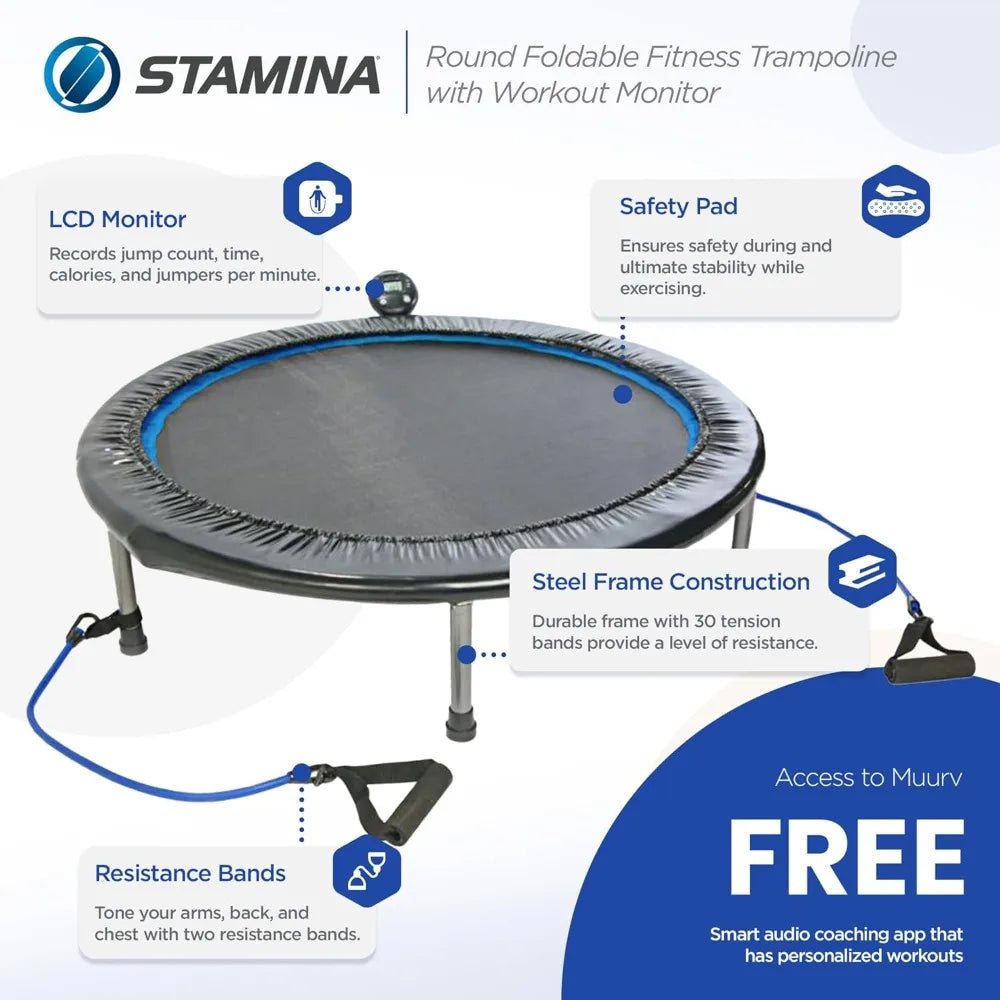 Foldable Mini Trampoline Rebounder With Smart Workout App