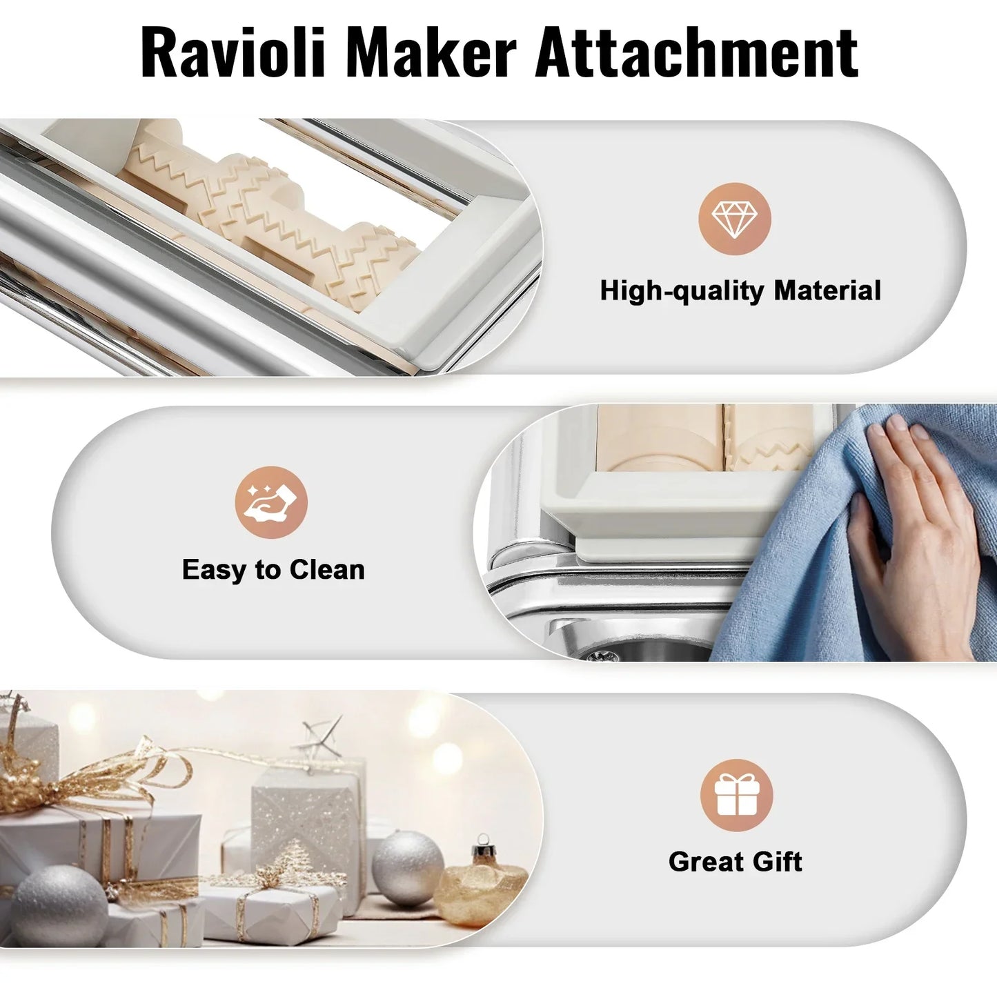 Stainless Steel Pasta Roller Cutter Kit For Stand Mixer