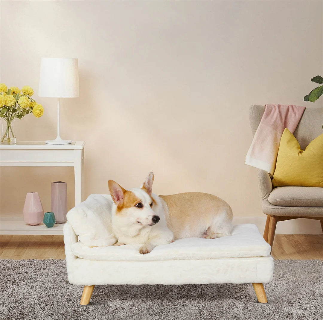 Bingopaw L-Shape Pet Sofa Bed with Wooden Legs