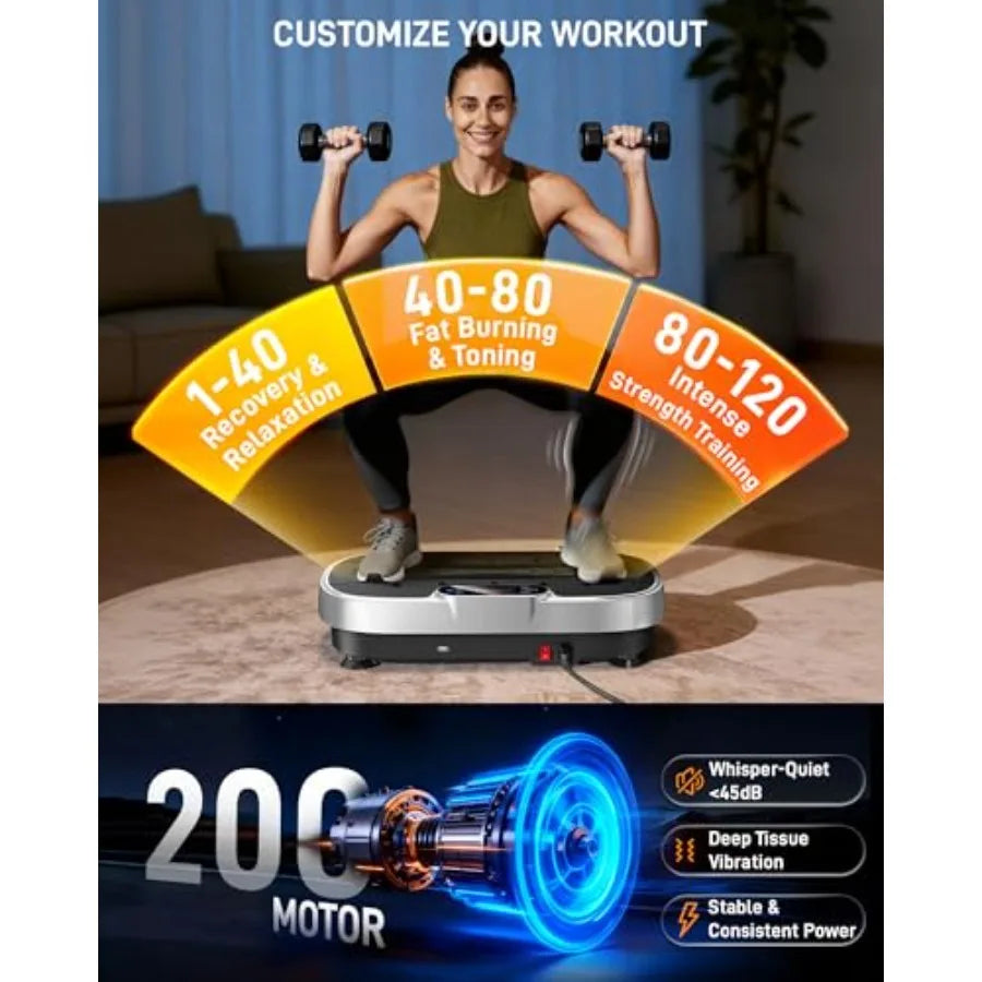 Home Gym Vibration Plate With Steel Frame 455-Lb Capacity
