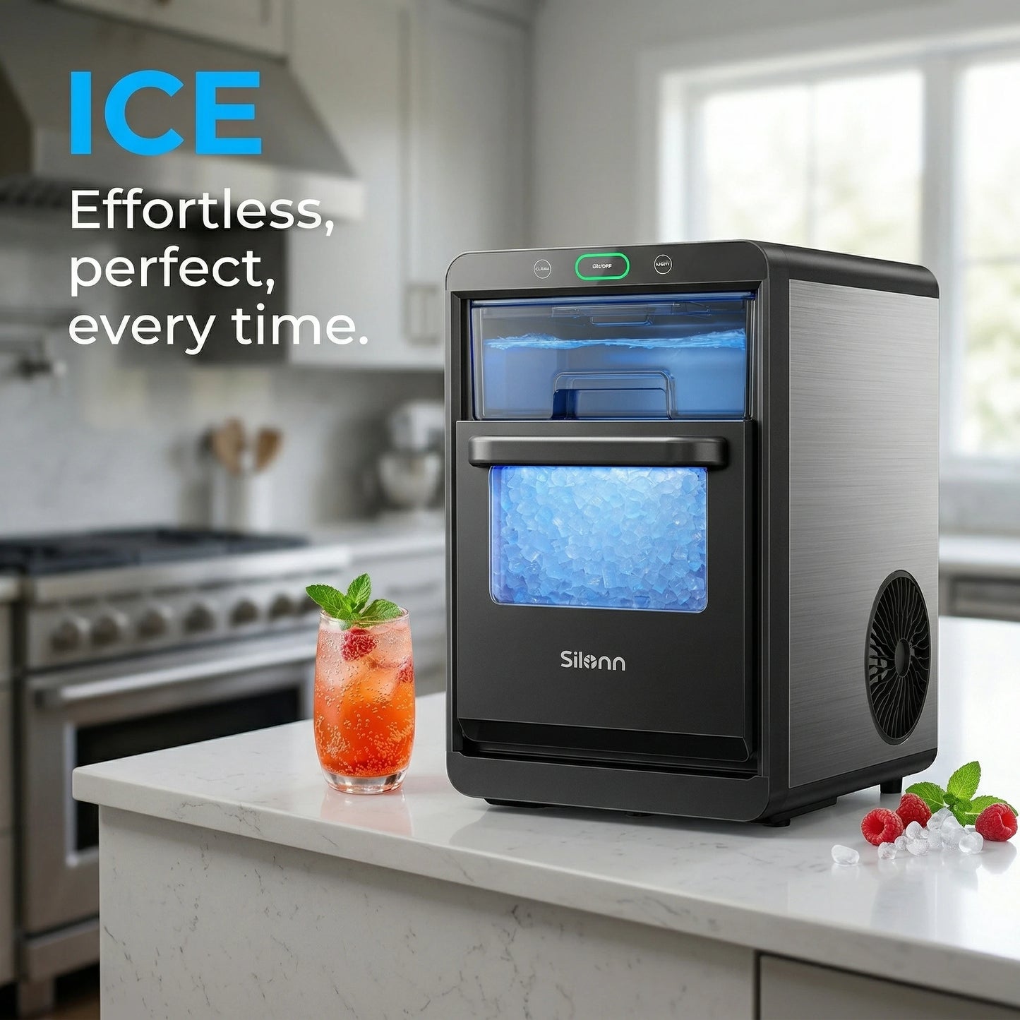 PHILERGO Nugget Ice Maker Countertop Pellet Ice Machine