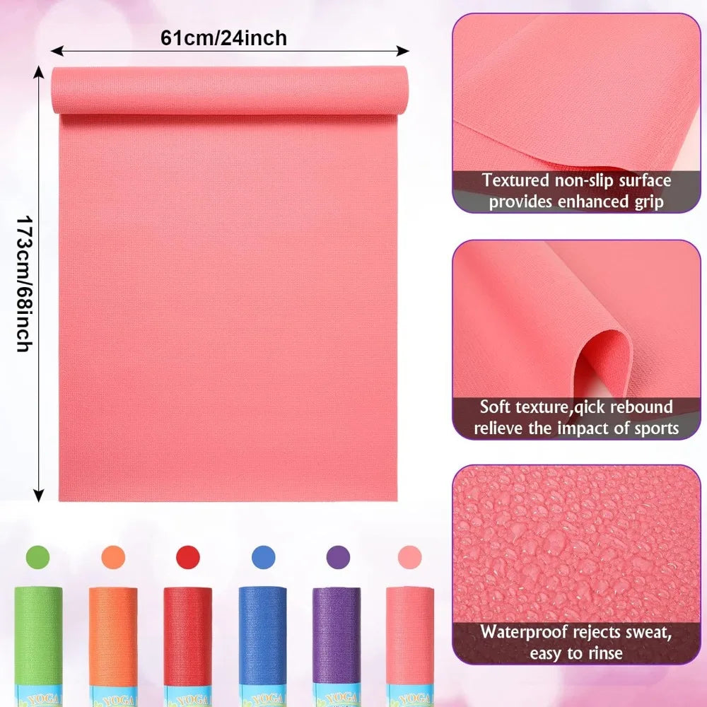 Non Slip Yoga Mats 12 Pack PVC Exercise Home Gym