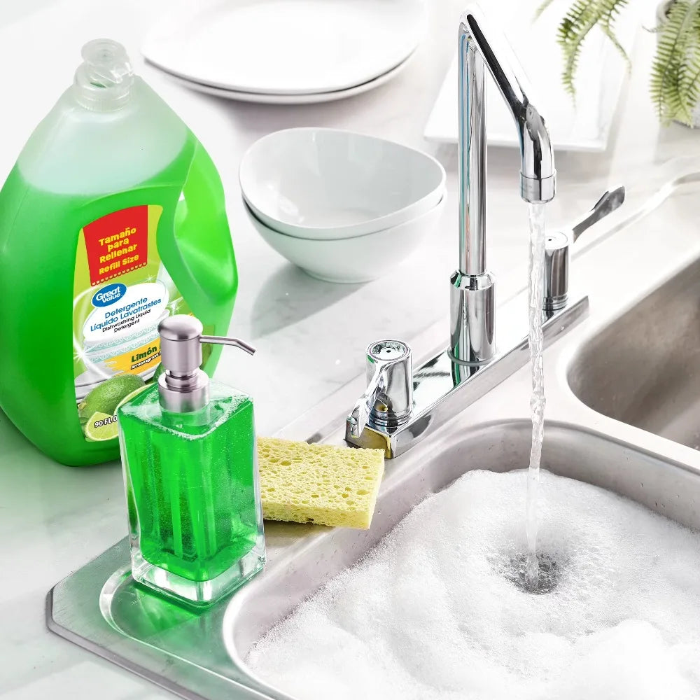 Dishwashing Liquid Soap Detergent Lemon Lime Scent 90 Fl Oz Large Capacity Refill Kitchen Cleaner Degreaser Fresh Fragrance