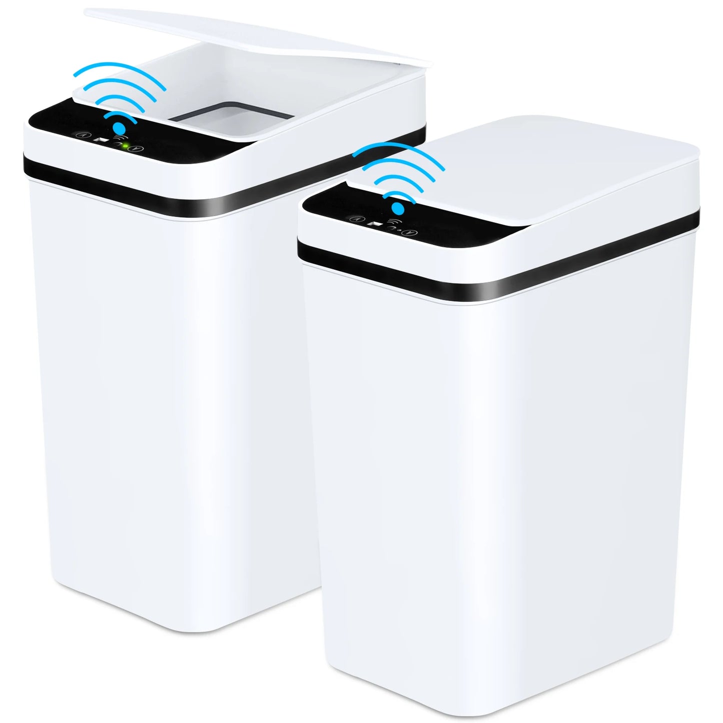 2 Pack Touchless Motion Sensor Trash Cans Slim Design