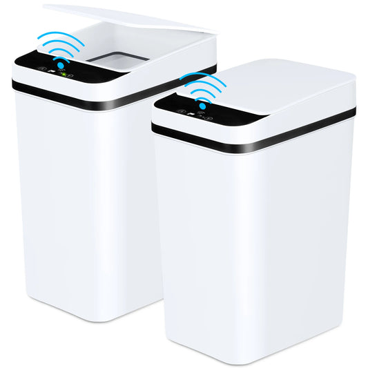 2 Pack Touchless Motion Sensor Trash Cans Slim Design