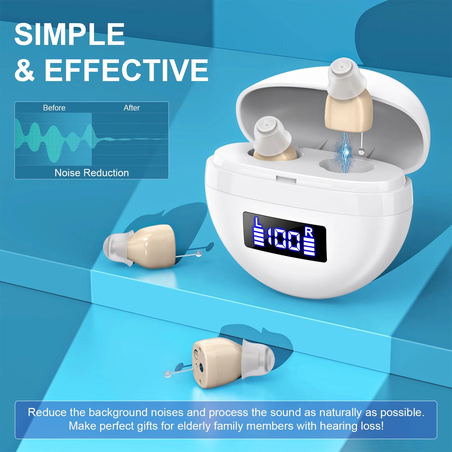 KFCOPTEE Mini In Ear Hearing Amplifiers Adjustable Volume