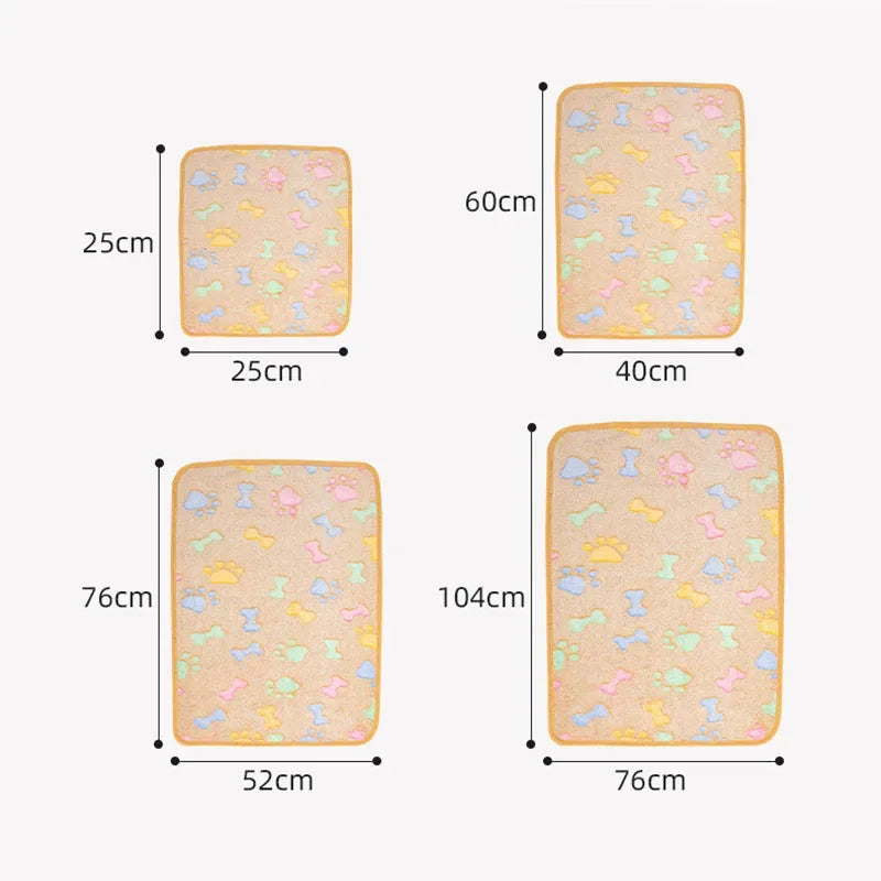 Velvet Pet Blanket Fleece Paw Pattern