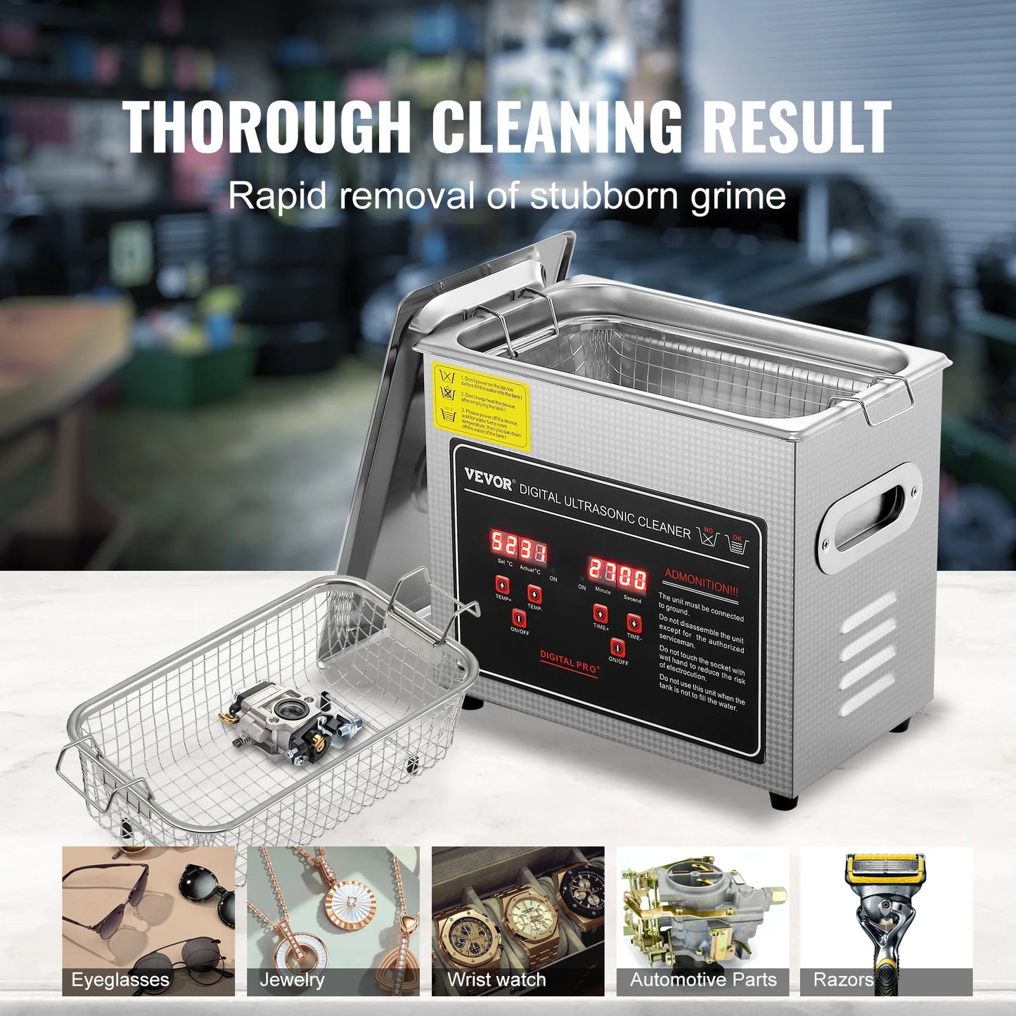 SucceBuy Ultrasonic Cleaner Stainless Steel Portable