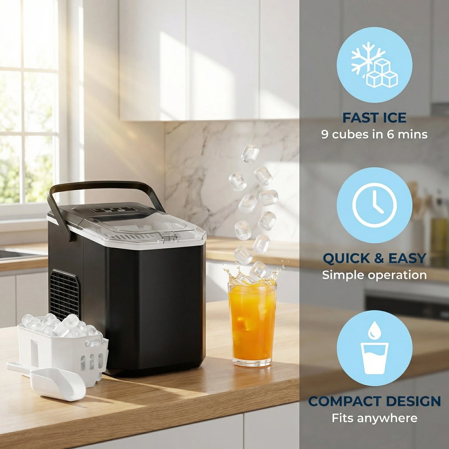 Philergo Countertop Ice Maker Self Cleaning Machine